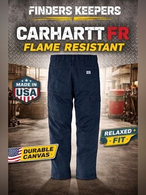 Carhartt FR Flame Resistant Navy Work Pants Utility Canvas Mens Durable 36x32